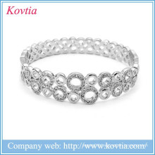 Chinese style round hoop joint bracelets luxurious white gold bracelet artificial sliver diamond bangle